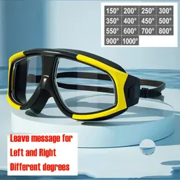 Queshark Adult da -1,5 a -10,0 Myopia Swimming Eye Silicone Anti Mist Swimming Goggles personalizzati per diversi occhi sinistra e destra 240506