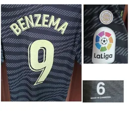 Home Textile 2022 Match Player Exect Player Benzema Modric Kroos Maillot Tchouameni Camiavra con Wash Tag Maillot Soccer Patch Badge 213C