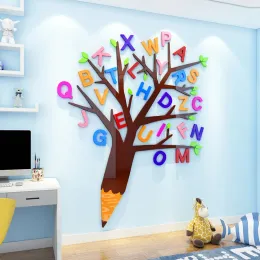 Adesivi asilo a scuola materna decorazione murale adesivi da parete per bambini camera da letto camera da parete 3d dipinta di alfabeto alfabeto adesivo muro