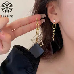 Dangle Ohrringe Mode hohle asymmetrische Big Square Chain Long Ohrring Statement Pendientes für Frauen Einfacher Schmuck Großhandelsgeschenk
