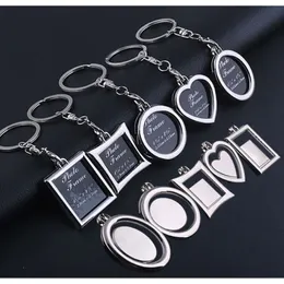 100st Mot Metal Photo Frame Keychain Heart Round Square Shape Key Chain Bpple Keyring DIY LOGO för Lover Gifts Frame Keyrings 239n