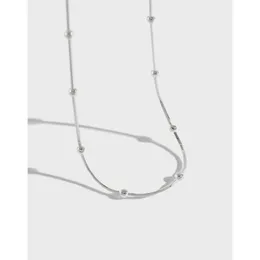 100% autentiska sterling silverkedjor halsband för kvinna koreansk modedesigner Snake benkedjor runt pärlor halschain smycken släpp frakt ymn149