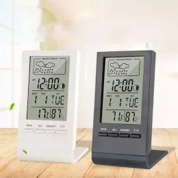 Göstergeler Dijital Elektronik Termometreler Higometre İç Mekan Açık Ev Sıcaklığı Nem Metre LCD Ekran Hava İstasyonu Saati