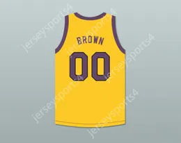 NAY MENS Custom Mens Youth/Kids Cole Brown 00 Basketball Giallo Basketball con Martin Patch top top cucito S-6xl