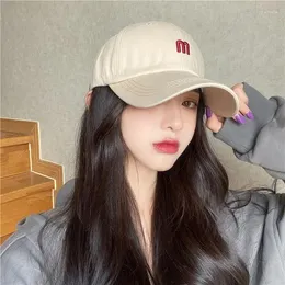 Berets Unisex Korean Casual Fashion M Letter Baseball Cap Soild Farbe Baumwoll Sonnenschutzhut Männer und Frauen Outdoor Caps Hip Hop Hüte