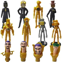 Action Toy Figures Nuovi 12 pezzi Skibidi Toilet Gold Figure TV Man Titan Game Figure Pandents Halloween Regalo di Natale Bambini Toys T240506