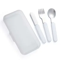 Diy White SubliMation Blank Set Children Fork Knife Spoon Rostfritt stål Bärande Portable Kids Table Bestämda anpassade