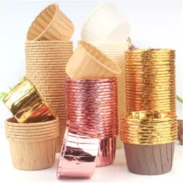 Stampi 10pcs Muffin Golden Cupcake Carta Tazza Aori Aperto Aperto Cupper Casella Paperino Casella per matrimoni Cassette Cassette Cupcake Wrapper Paper