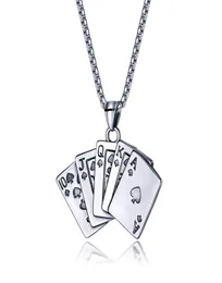 Charms de cartas de jogo de poker colar em aço inoxidável deck personalizado de colar de cartas colar de colar inicial Royal Flush Poker7984916