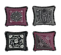 Classic Black White Sofa Decorative Pillow Cases European Luxury Tassel Cushion Covers Double Side Printing Pillowcases3785071