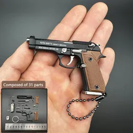 Neue verbesserte Version 31 Teile Modell Spielzeug Metall 92f Waffenpistolen Anhänger abnehmbare Mini -Pistolenspielzeug -Schlüsselbund Pendellpistole für Erwachsene Kinder Geschenk 039