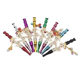 Pipe Metal Portable Diamond Creative Dollar Cigarette Holder Tassel Pendant Detachable Household Smoking Accessory 115Mm