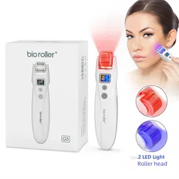 Bio Roller G5 Microcurrent Microneedling Roller Red Light Therapy Vibration EMS Facial Machine Dermaroller för skägg hårväxt