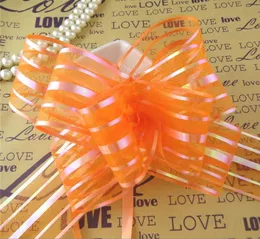 High Quality50pcslot 5cm Large Size Orange Color Organza Pull Bows For Wedding Car Decor Wedding Organza Pull Flower Ribbons Gi7379005