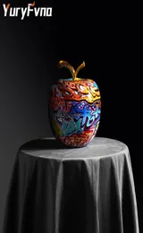 Yuryfvna Nordic Painting Graffiti Apple Fruit Sculpture Figurine Art Elephant Stoce Creative Resin Crafts Home Decoration 2012121520055