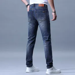 Джинсы мужские 2024 Летняя легкая роскошная мода простая эластичная лишняя подсадка европейские длинные брюки тонкий стиль