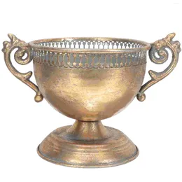 Vasen Gold Urne Pflanzer Metall Vintage Decors Trompetendekorblum Arrangement Töpfe Sockel Blumenbehälter Pflanze
