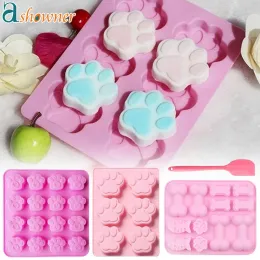 Moulds Dog Paw Bone Silicone Molds Food Grade Silicone Pet Cat Footprint Cake Molds DIY Chocolate Candy Baking Cake Decorating Tools