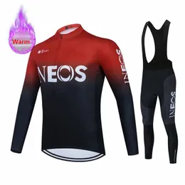 Team ineos Ropa Ciclismo Bike Wear Warm Winter Fleece Jerseys Mens Bicycle Suits Bib Pants Triathlon Cycling Clothing Set 240506