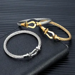 Mode hästsko knut lås armband män kvinnor rostfritt stål trådkabel armband handgjorda kreativa homme manliga märkes smycken 240507