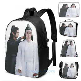 Rucksack lustiger Grafikdruck die ungezähmte USB -Ladung Männer School Taschen Frauen Bag Travel Laptop