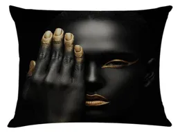 Decoração de casa Caso de almofada de casas Africano Estilo nação feminina Feminino Fulme travesseiro Quadrado Linen Blend Pillow Capas 2201932