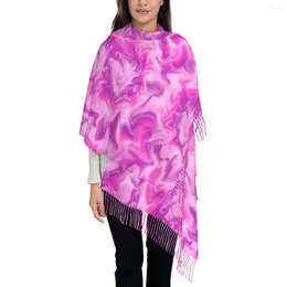 Scarves Abstract Tie Dye Scarf Female White Pink Purple Design Head With Tassel Winter Y2k Cool Shawls And Wraps Outdoor Bufanda