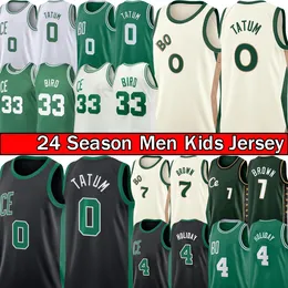 0 Jayson Tatum baskettröjor Jaylen Brown Bostons City Celtices Jersey 4 Jrue Holiday Retro Larry 33 Bird 2023-24 Herr Kids Youth Edition Shirt S-XXL