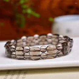 Bracelets de link Smoky quartzo natural Bangle Woman Charme Simples Circle Strand Bullles Yoga Energy Wrist Jóias 1pcs 8x12mm