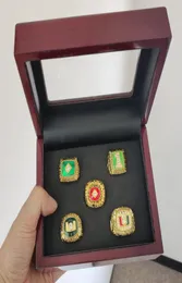 5 PCS 1983 1987 1989 1991 2001 Miami Hurricanes Ring Set Set с деревянной коробкой подарком подарка подарки целый капля S8139852