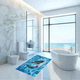 Adesivos adesivos 3d adesivos do fundo do mar golfinho adesivos de parede removíveis Papéis de parede de praia decoração de casa animais marinhos criativos no piso impermeável