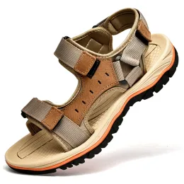 Sandały vamnie letnie męskie sandały skórzane sandały dla mężczyzn gladiator sandały na świeżym powietrzu sportowe buty letnie plus size 3847