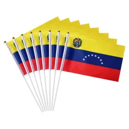 Accessories 100pcs/lot aerlxemrbrae Custom Venezuela Hand Flag 14 x 21 cm Double Side Printing Venezuela Hand waving Flag