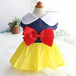 Apparel Cartoon Dog Clothes Bowknot Clothing for Dogs Dresses Small Super Pet Outfits White Snow Princess Kirt Girls Ropa Para 240429