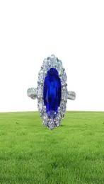 Knriquen 100 Sterling Silver Created Moissanite Royal Blue Sapphire Gemstone Wedding Engagement Party Women039s Ring Fine Jewe99417528150