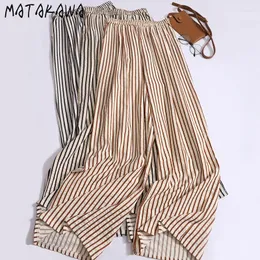 Calças femininas Matakawa Stripes Mulheres Casa larga Spring Summer Summer Casual Pantalones de Mujer Legas largas calças de moda coreana