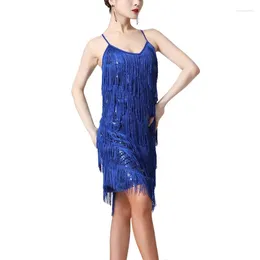 Стадия Wear Женская блестки Fringe Latin Dance Drange Sexy Randeveless Ballroom Salsa Tango Cha Rumba Samba Dancewear