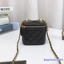 Chanei Mini Double Luxury Bag Bead Bead Women Makeup Bag 10cm Designer Bag Leather Matelasse Retro Crossbody Bag Bag Gold Hardware Shoppare