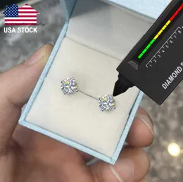 Dropshipping USA Warehouse 3mm-10mm 18K Gold Plated 925 Sterling Silver VVS Moissanite Diamond Women Mossanite Stud Earrings Men