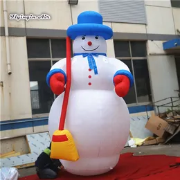 wholesale Outdoor Inflatable Winter Snowman Model 3m 10ft Height White Cute Blow Up Snowman Figure Balloon For Christmas Decoration