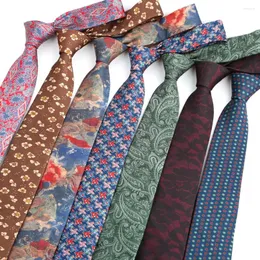 Bow Ties Luxury 7cm Men's Classic Tie Cravatta Neckties Vintage Floral Printed Fashion Business Neckwear Neck Party Accessories
