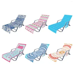 Chaves de cadeira Toalha de tapete de capa de praia com bolsos laterais piscina de verão Cama fresca Garden Garden Bath Lazy Lounger #W0