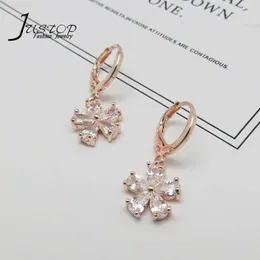 2020 Brincos de diamante de ouro rosa mais quentes de ouro rosa pingente de flor para mulheres