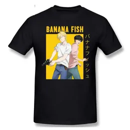 Herr t-shirts anime banan fisk kvinnor bomull män t-shirt tecknad tryck korta slves t skjortor avslappnade överdimensionerade kläder unisex sport toppar ts t240505