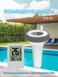 Dijital Kablosuz Kapalı Açık Yüzen Havuz Termometre Yüzme Havuzu Banyosu Suyu Akvaryumlar Uzak Time Saat