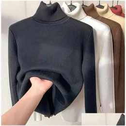 Womens Sweaters Turtleneck Sweater Women 2023 Winter Thick Mink Cashmere Plover Knitted Jumper Ladies Quality Warm Elastic Knitting Dr Dhhld