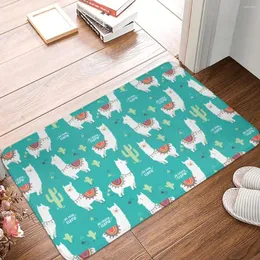 Carpets Non-slip Rug Doormat Kitchen Mat Cute White Llama Alpaca Cactus Hallway Carpet Home Decorative