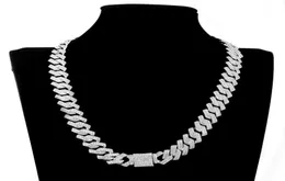 Pendant Necklaces Set Of Hip Hop Bling 15MM Prong Cuban Chain 2 Row Iced Out Men039s Necklace Rhinestone Zircon Paved For Men J2420263