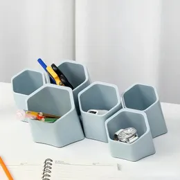 Simple Multifunctional Hexagonal Stationery Storage Box Wall Mounted Shelf Student Desktop Plastic Creative Pen Holder