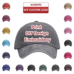 Kunems Cappellino da baseball personalizzato per uomini e donne Lettera di design fai -da -te ricamo con cappello retrò personalizza la stampa grafica all'ingrosso 240507